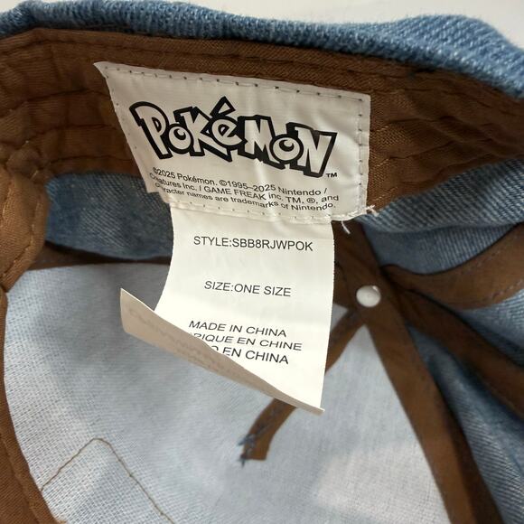 Pokemon Pikachu Boys Denim SnapBack Hat OS Blue Yellow Youth Adjustable Cap - Picture 7 of 7